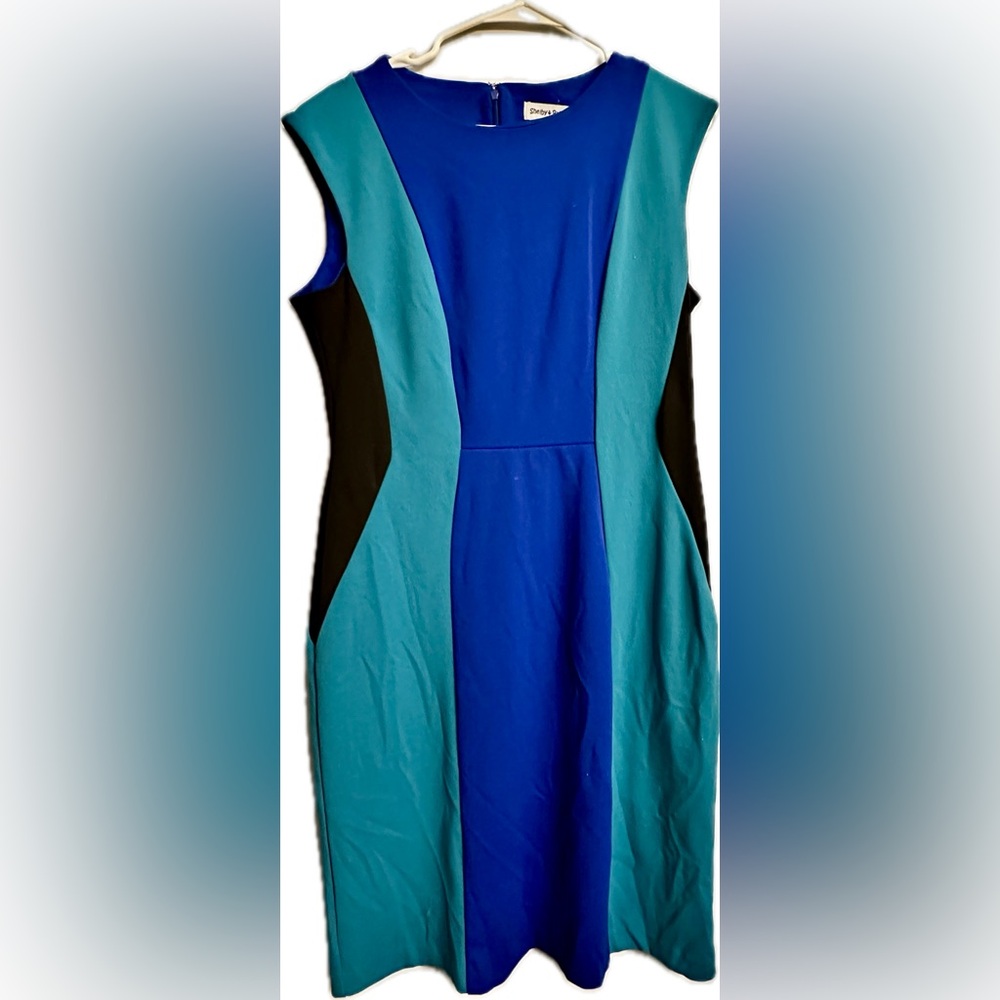 Shelby & Palmer Blue and Black Midi Dress